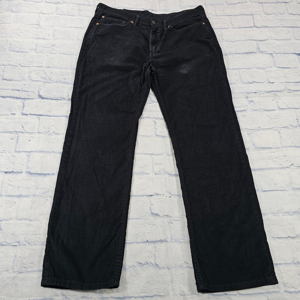 Levis 514 Corduroy Pants Mens 36x32 Black Straight Leg Casual Workwear Ribbed